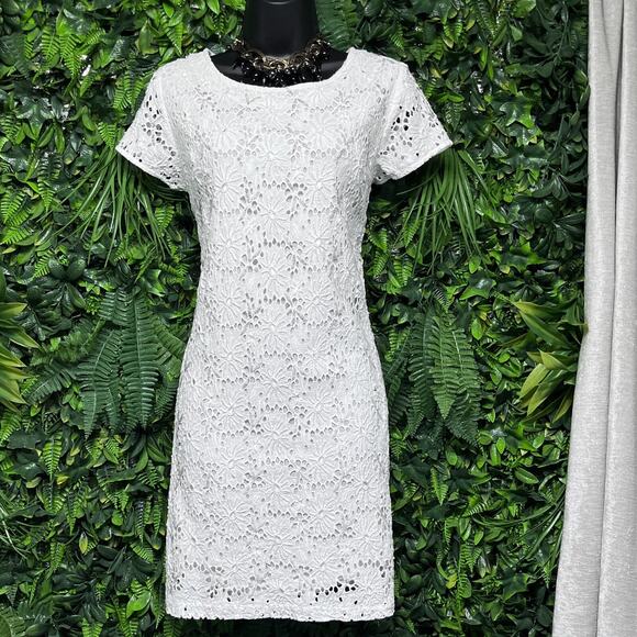 ZUCCARO Dress Women Small White A Line Beaded Embroidered‎ Eyelet Coastal 2639 - Picture 2 of 8